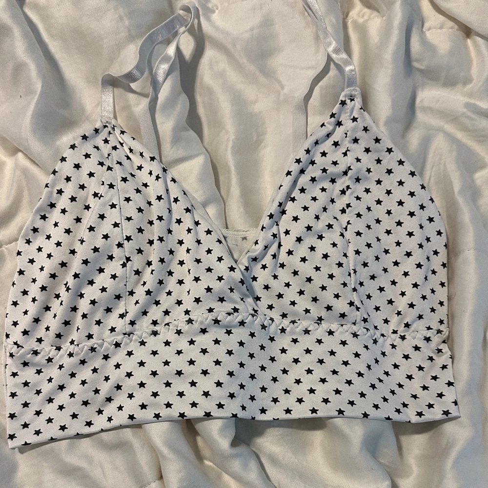 Star Patterned White bralette